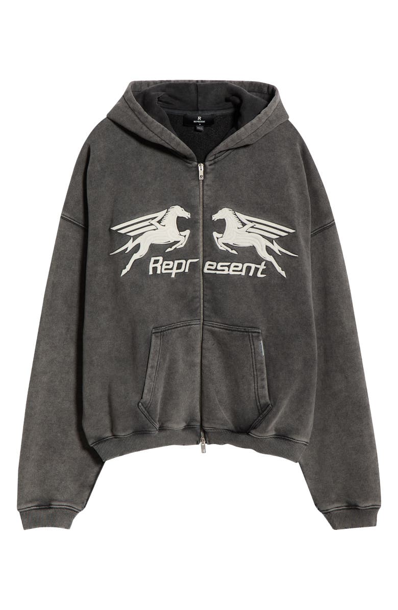 Represent Pegasus Graphic Zip Hoodie, Alternate, color, Vintage Grey