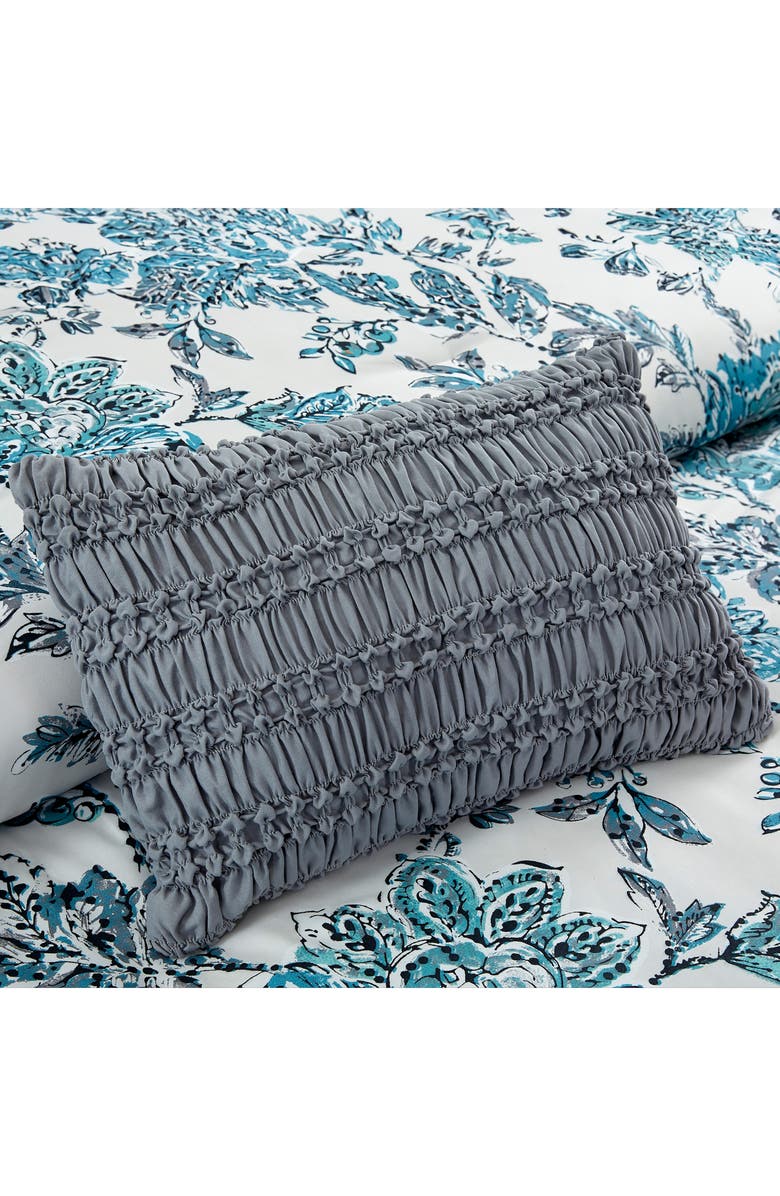 Modern Threads Floral Print Microfiber 5-Piece Comforter Set, Alternate, color, White/ Teal