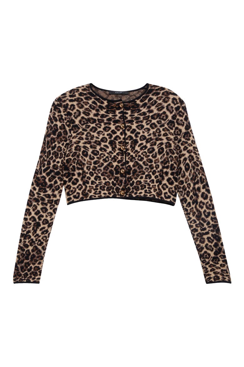 Indira Crop Wool Jacquard Cardigan, Alternate, color, MULTI