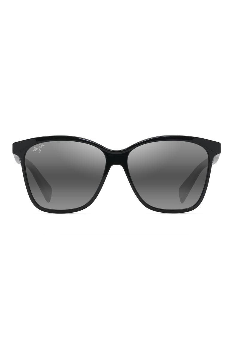 Liquid Sunshine 58mm PolarizedPlus2® Square Sunglasses, Main, color, GLOSS BLACK
