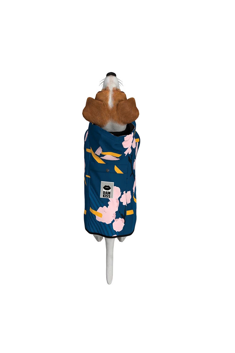 Dog Rain Poncho Japanese Blossom, Alternate, color, Blue