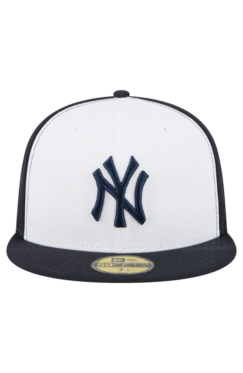 New Era Men's New Era White/Navy New York Yankees Repeat 59FIFTY Fitted Hat, Alternate, color, White