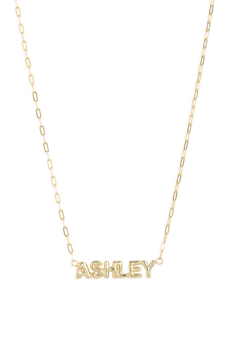Custom Paperclip Chain Bubble Letter Nameplate Necklace, Main, color, GOLD/ SILVER
