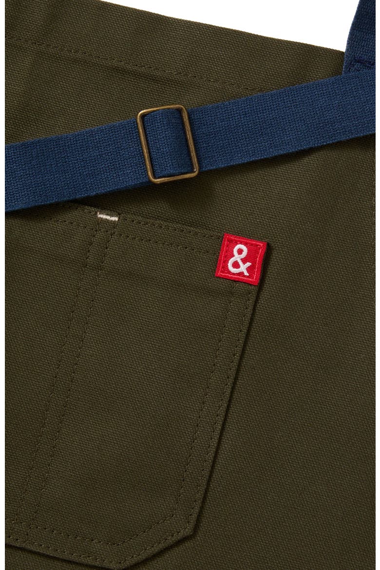 The Essential Apron - Olive Green Navy Straps, Alternate, color, Olive