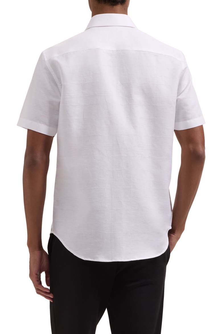 Orson Short Sleeve Cotton & Linen Button-Up Shirt, Alternate, color, WHITE