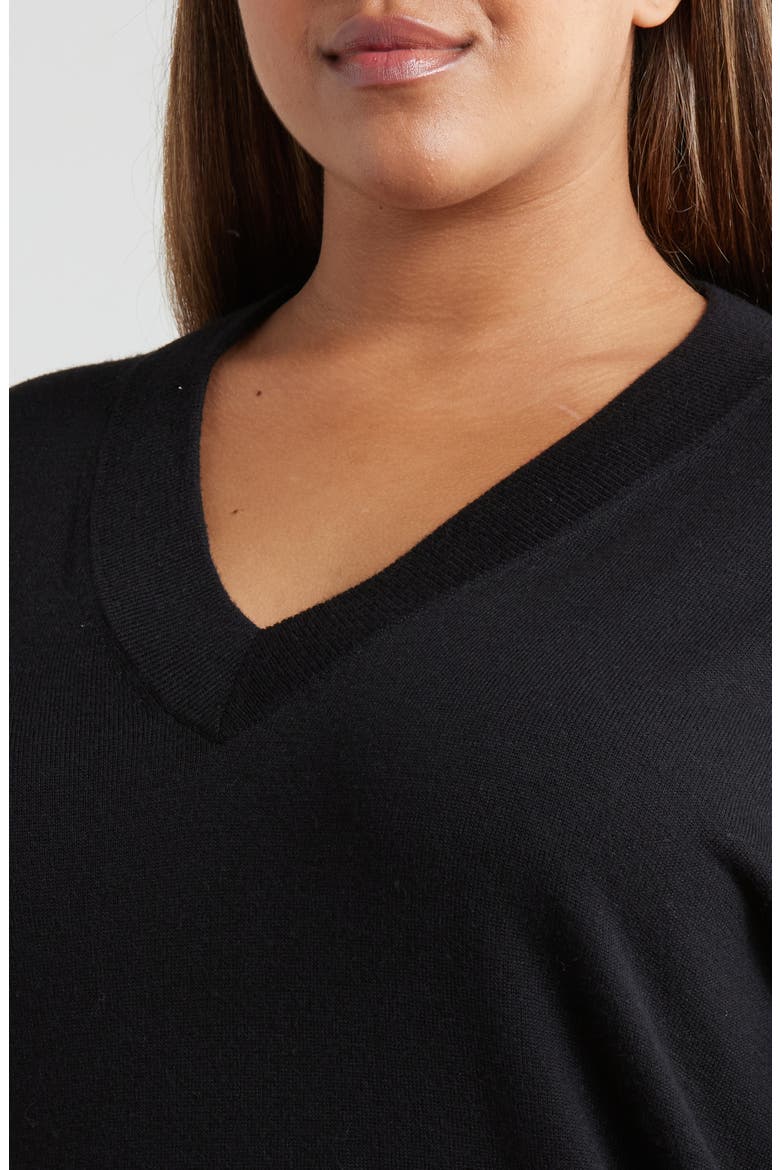 Relaxed V-Neck Sweater, Alternate, color, BLACK