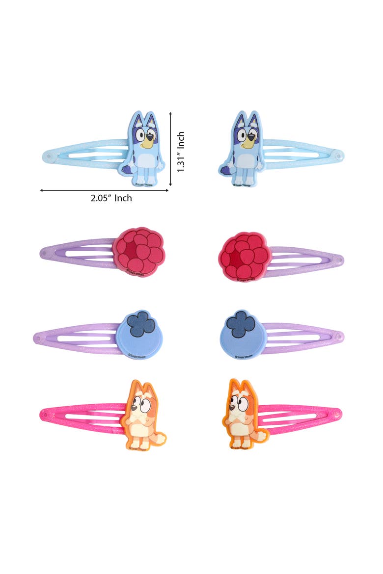 Hair Clips 8-Piece Set Official License, Snap Back Hair Clip, Bluey Accessories, Alternate, color, Multicolored