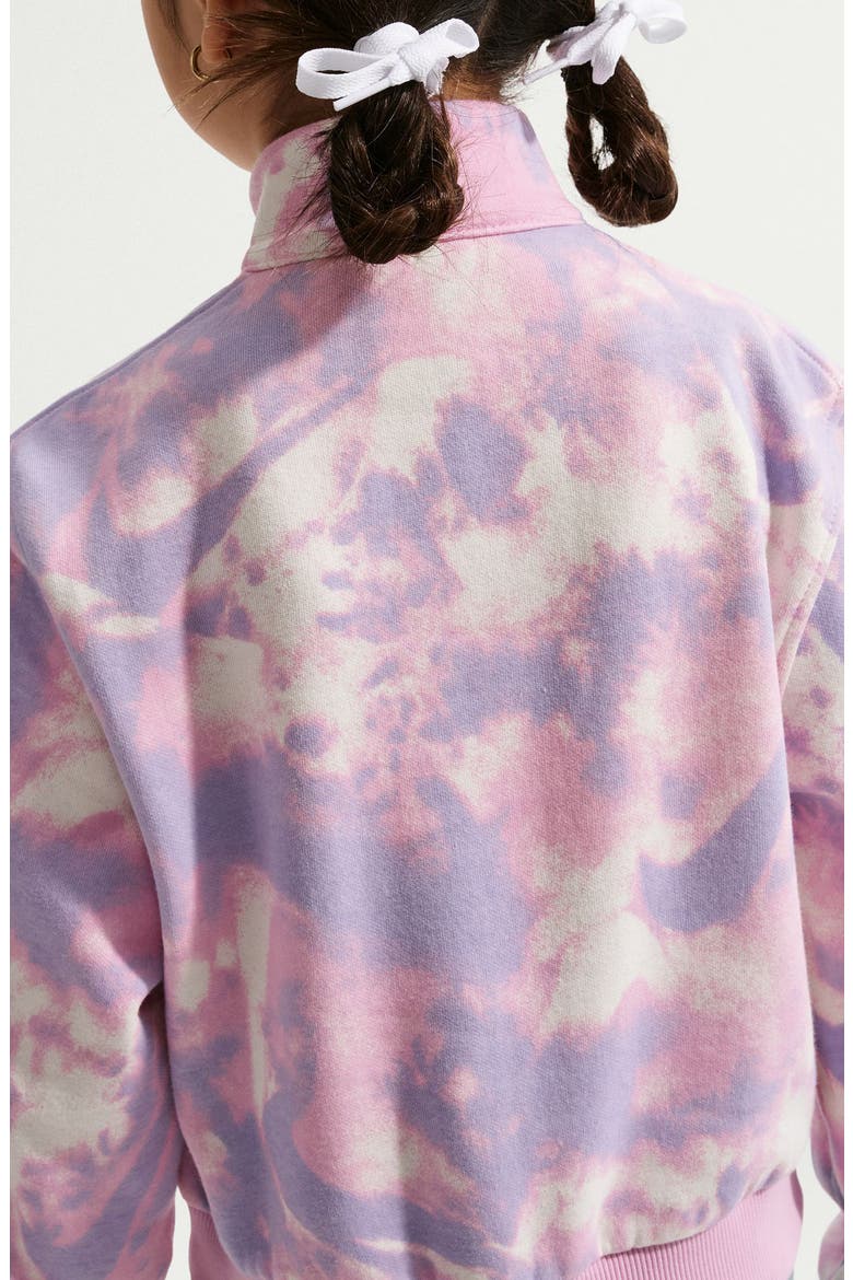 Kids' Sportswear Club Print Quarter Zip Fleece Pullover, Alternate, color, PHANTOM/ MAGENTA/ THISTLE