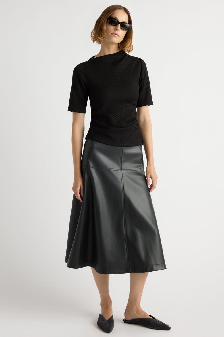 Pauline Ribbed Asymmetric Neck Top, Alternate, color, Black