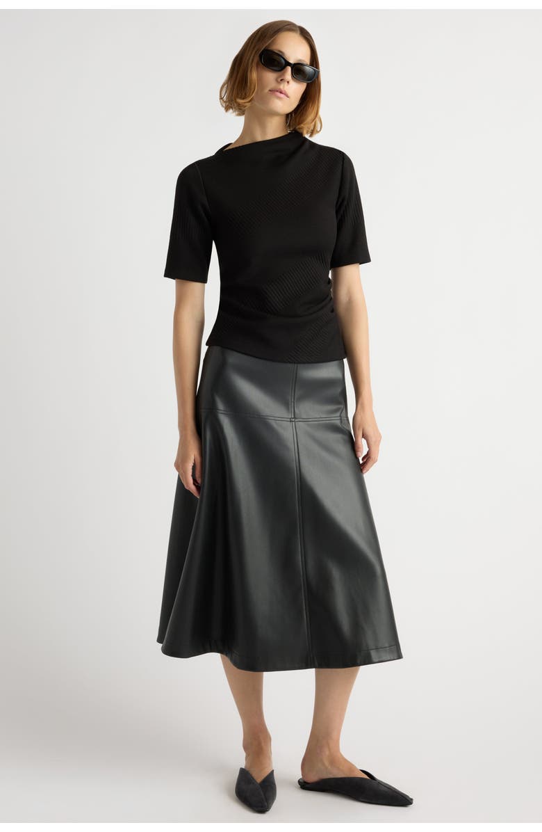 Modern Citizen Pauline Ribbed Asymmetric Neck Top, Alternate, color, Black