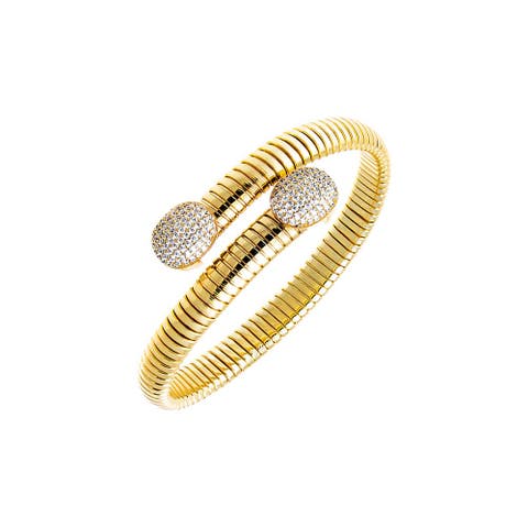 Pave Oval Snake Wrap Bangle Bracelet