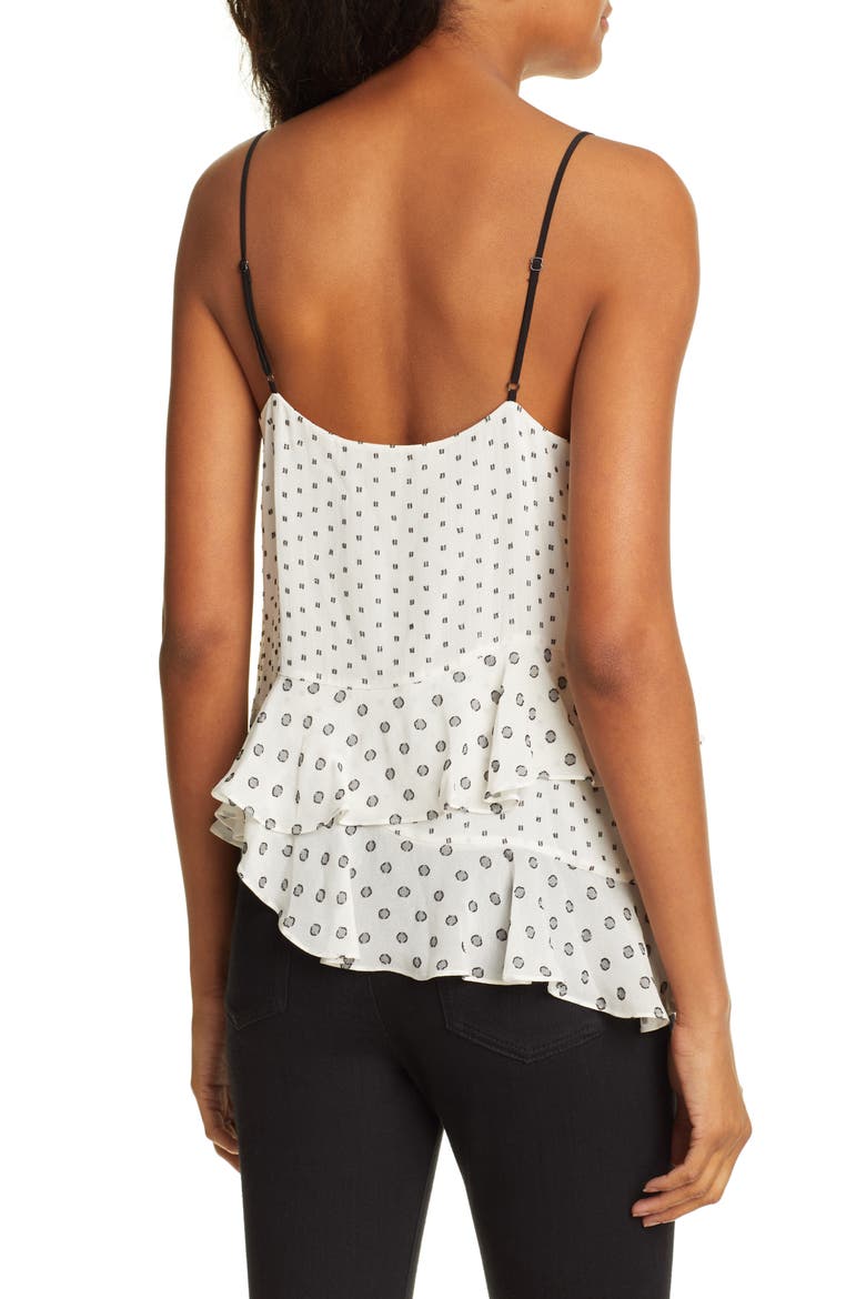 Lara Multi Clip Dot Asymmetrical Camisole, Alternate, color, IVORY/ BLACK