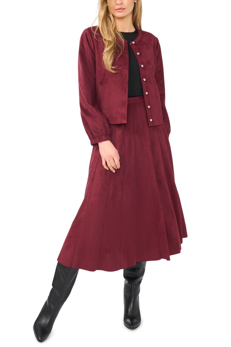 Faux Suede Jacket, Alternate, color, WINTERBERRY