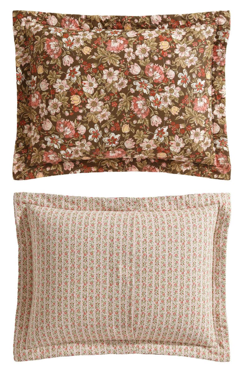 Laura Ashley Cotton 3-Piece Comforter & Sham Quilt Set, Alternate, color, Smoke Brown