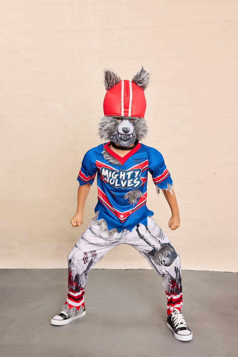 Mighty Wolves Footballer Costume for Boys, Alternate, color, Blue