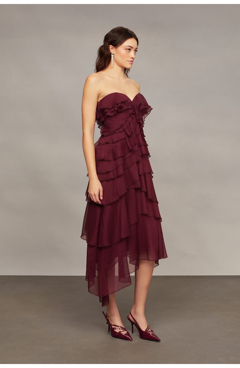 AMUR Emaline Chiffon Cascade Dress, Alternate, color, 