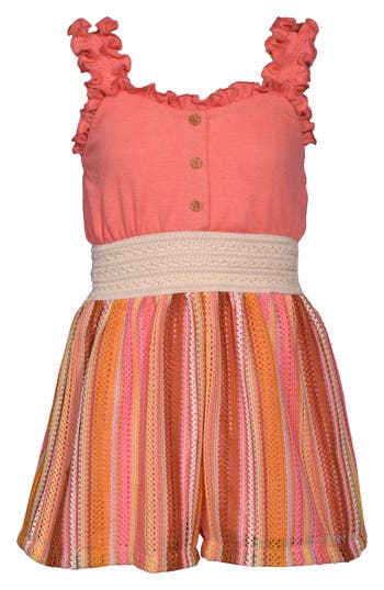 IRIS & IVY IRIS & IVY KIDS' STRIPE KNIT BUTTON ROMPER