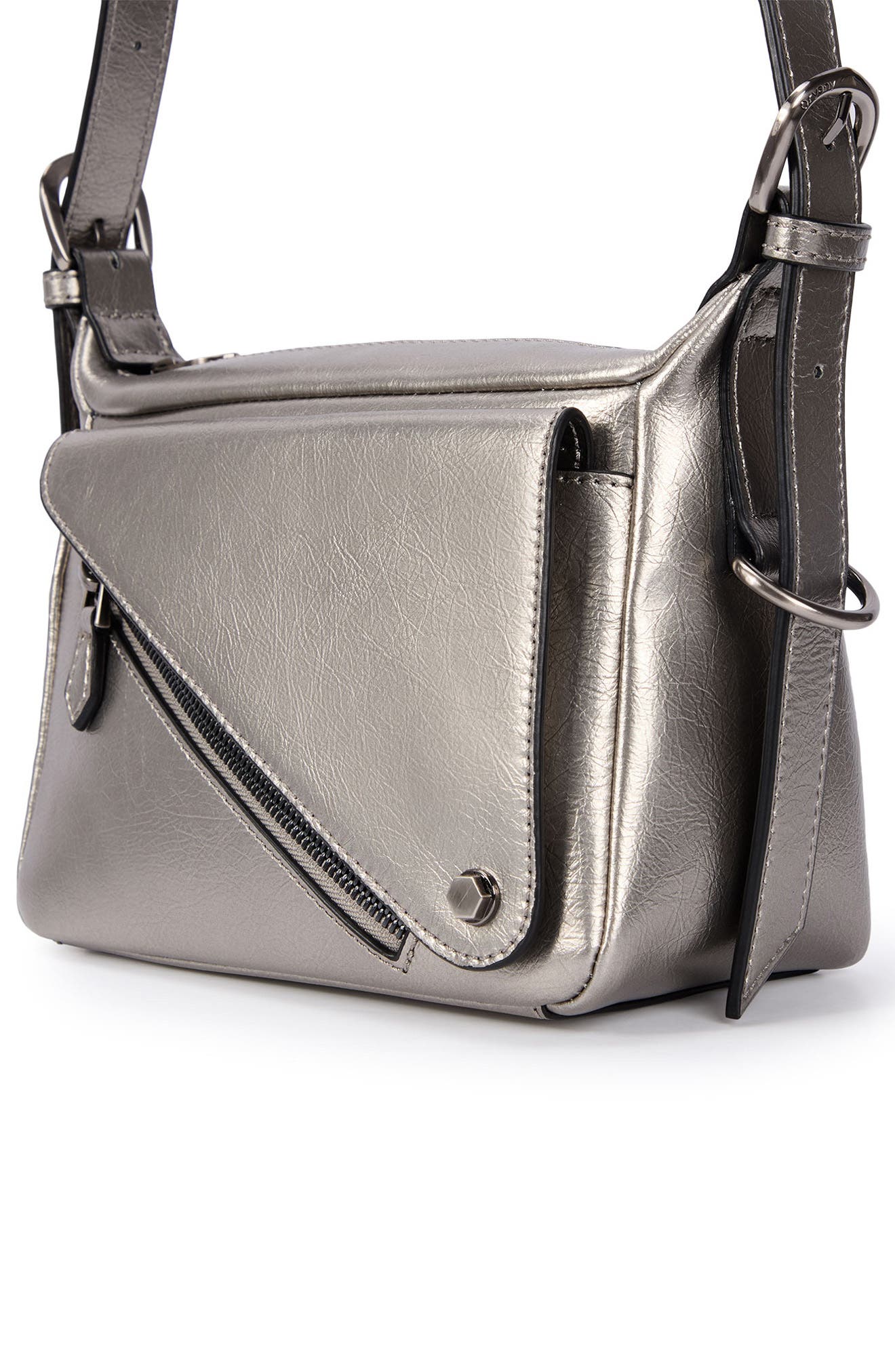 Oryany Moto Leather Crossbody Bag, Alternate, color, Pewter