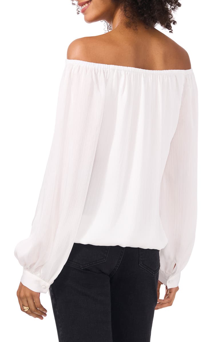 Vince Camuto Off the Shoulder Long Sleeve Woven Shirt, Alternate, color, New Ivory