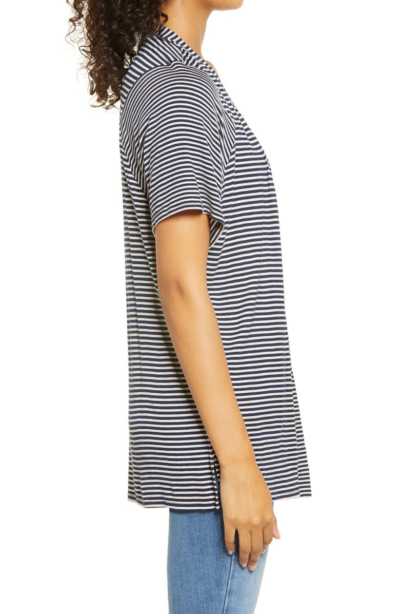 Bobeau Stripe Open Front Cardigan, Alternate, color,