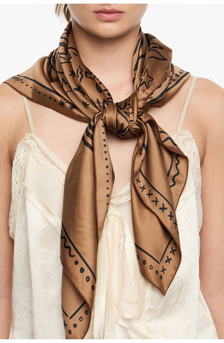 Bimba y Lola Two-Tone Esoteric Scarf, Alternate, color, Brown