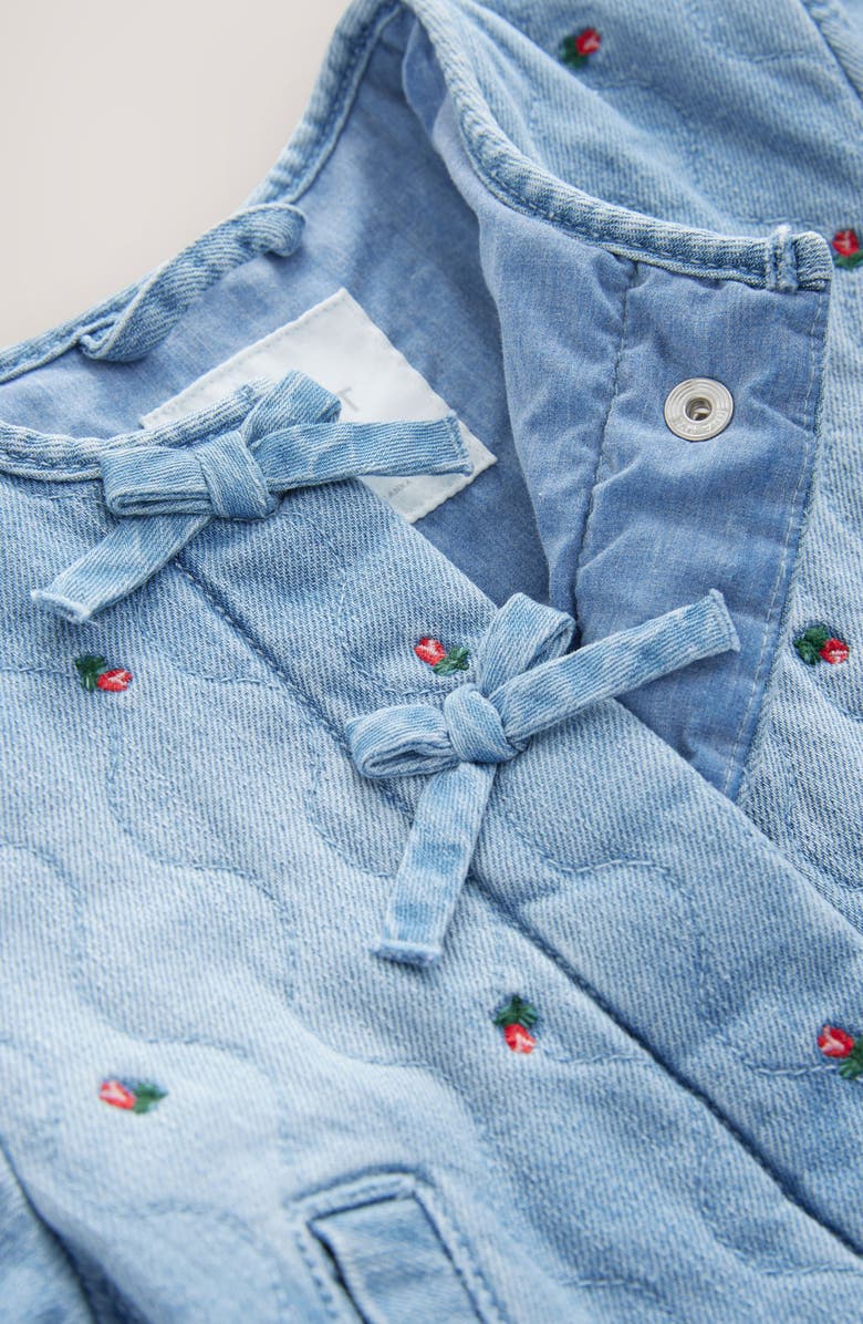 NEXT Kids' Rose Embroidered Quilted Denim Jacket, Alternate, color,