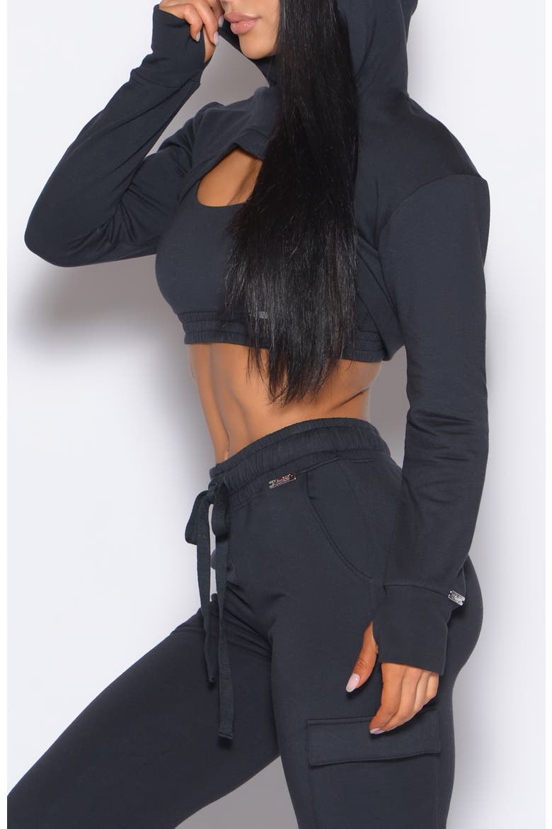Sweat Bolero Hoodie, Alternate, color, Vintage Black