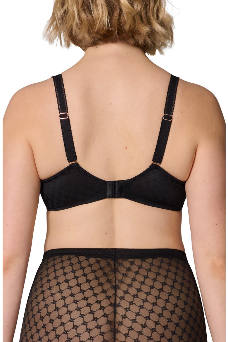 Plume Embroidered Molded Underwire Bra, Alternate, color, BLACK