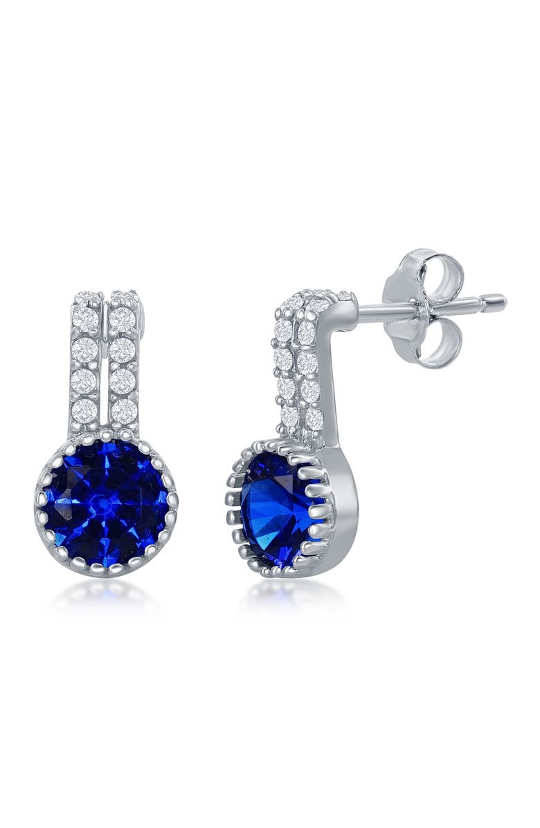 SIMONA Sterling Silver Round Blue Spinel Drop Earrings, Main, color,