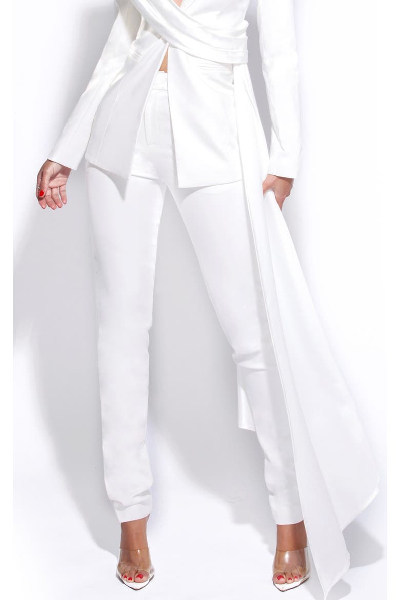 Vaylaa Skinny Fit Crepe Trousers, Main, color, White