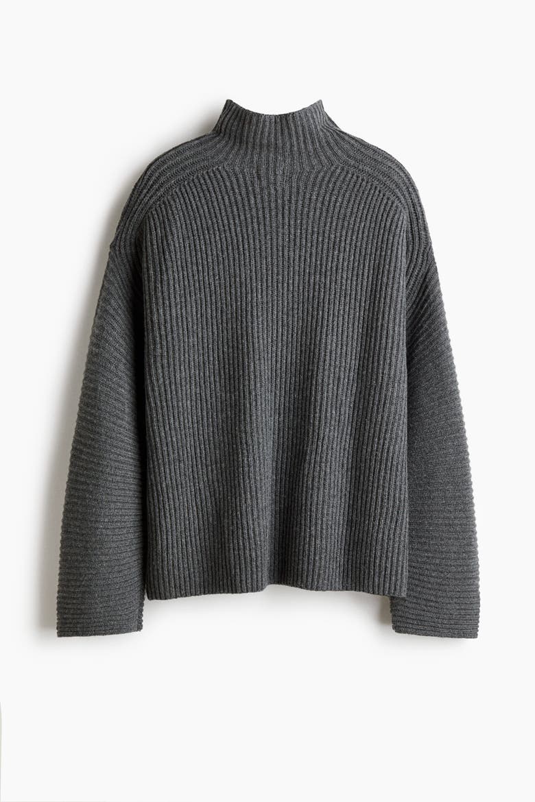 Rib-knit Wool-blend Jumper, Alternate, color, Dark gray