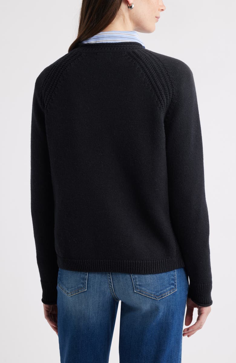 Caslon<sup>®</sup> Raglan Sleeve Roll Neck Wool & Cotton Sweater, Alternate, color, Black
