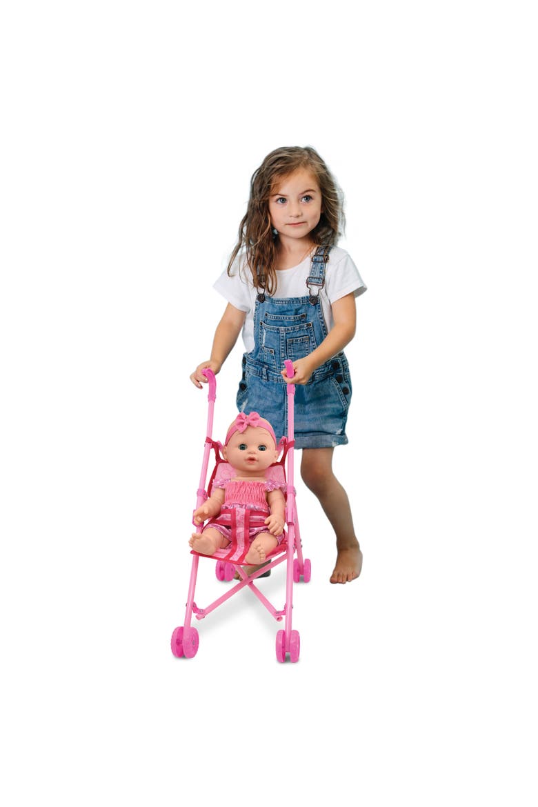 Out For A Stroll Flamingo Jumper Pink & Blue Outfit 12", 3+, Alternate, color, Multicolored