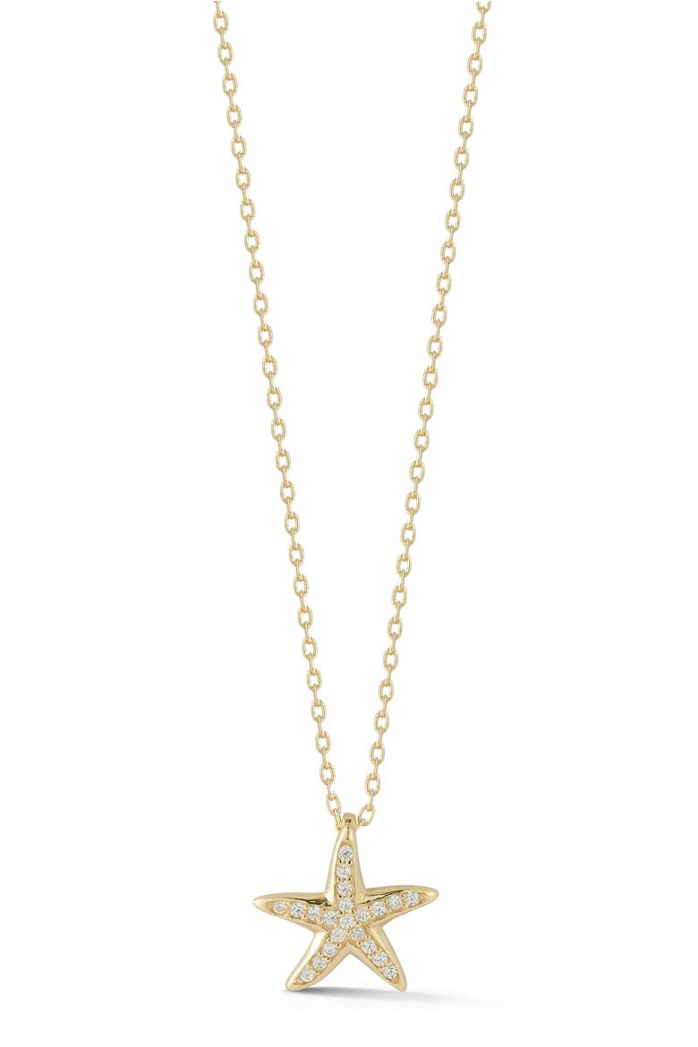 Cubic Zirconia Starfish Pendant Necklace, Main, color, GOLD