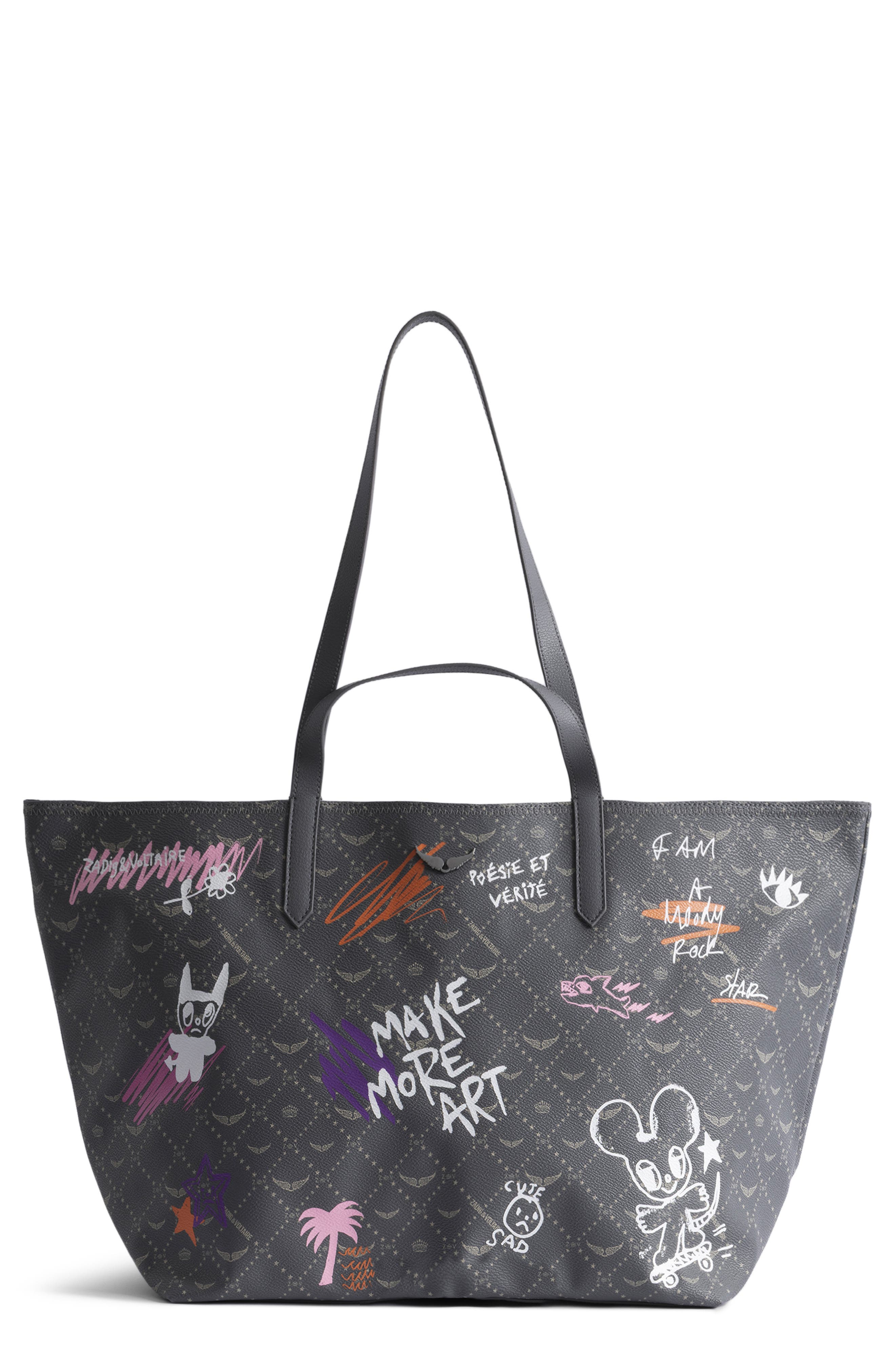 Zadig & Voltaire Z Extra Large Monogram Shopper Tote, Main, color, Road