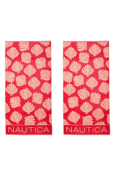 Set of 2 Cotton Blend Terry Beach Towels
