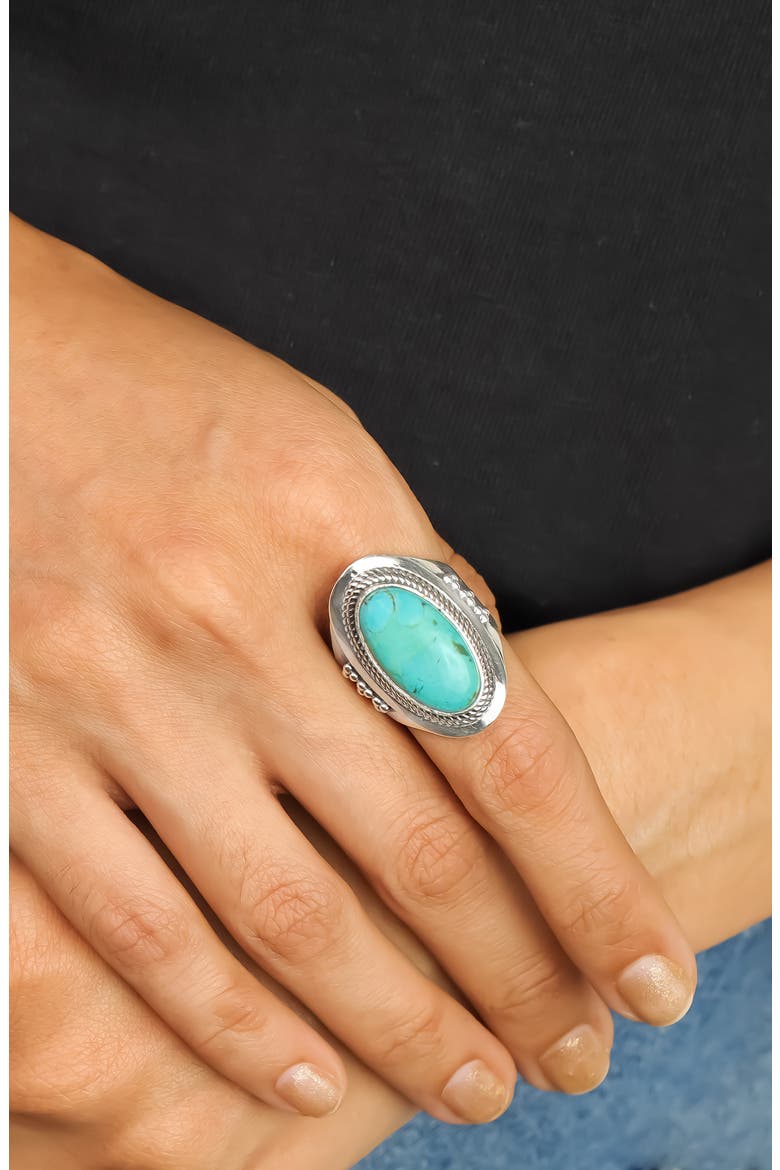 Turquoise Silver Plated Statement Ring, Alternate, color, BLUE
