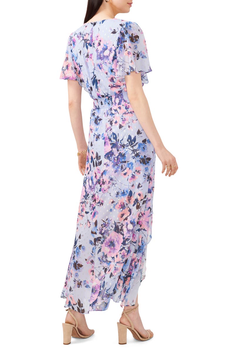 Chaus Floral Smocked Waist Fil Coupé Chiffon Maxi Dress, Alternate, color, 