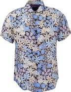 Lords of Harlech Rough Floral Short Sleeve Fine Linen Shirt