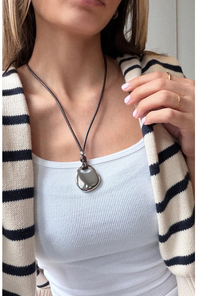 Janis Pendant Necklace, Alternate, color, SILVER/ BROWN