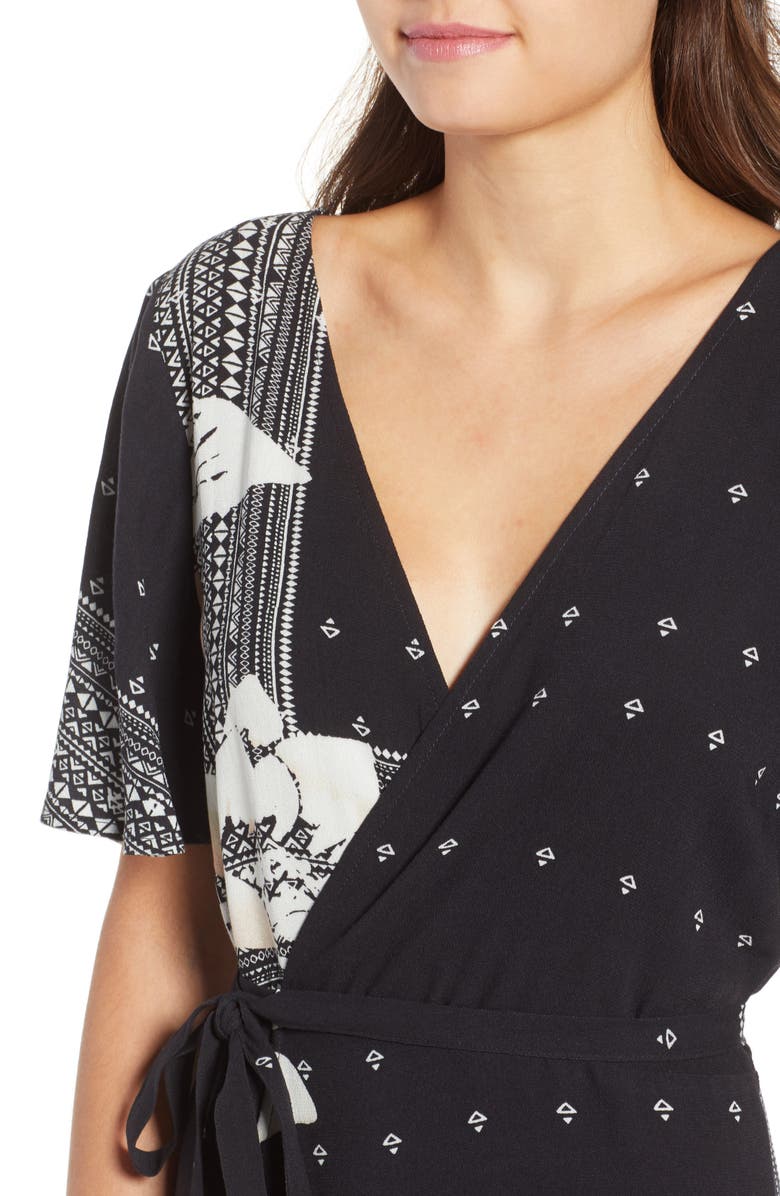 O'Neill Alamante Print Wrap Dress, Alternate, color, 