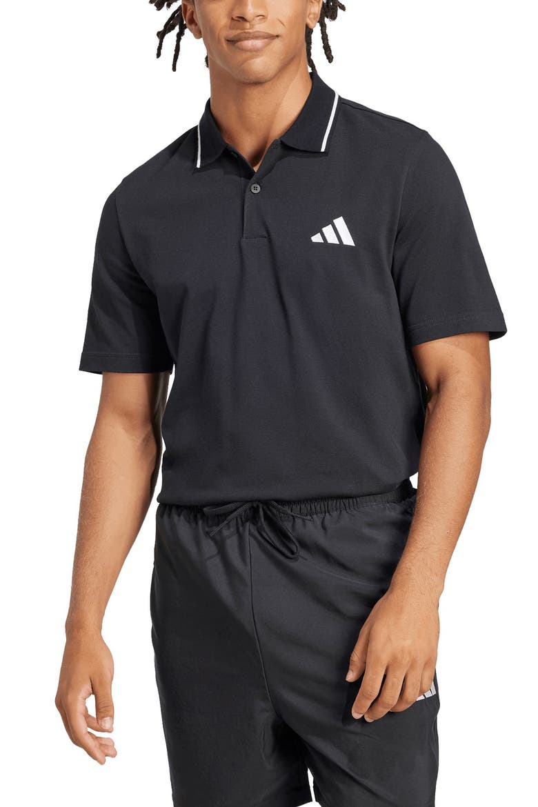 Cotton Piqué Knit Polo, Main, color, BLACK/ WHITE