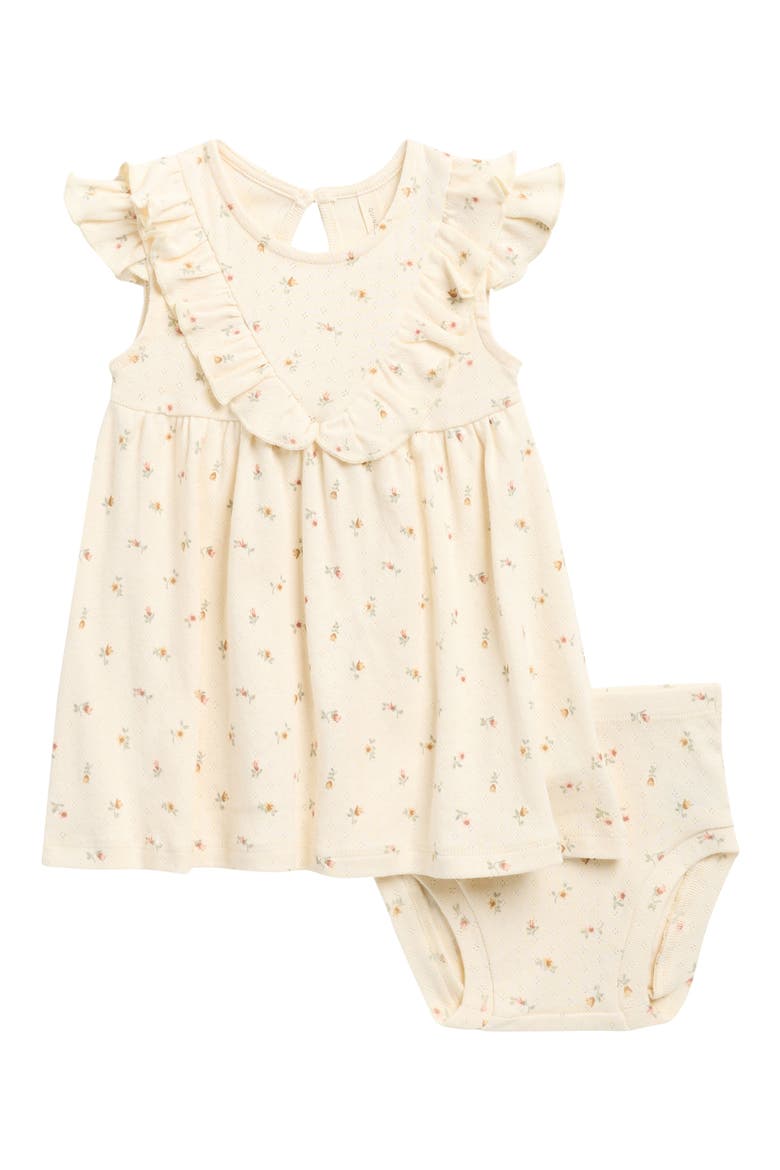 Petit Fleur Organic Cotton Dress & Bloomers Set, Main, color, IVORY