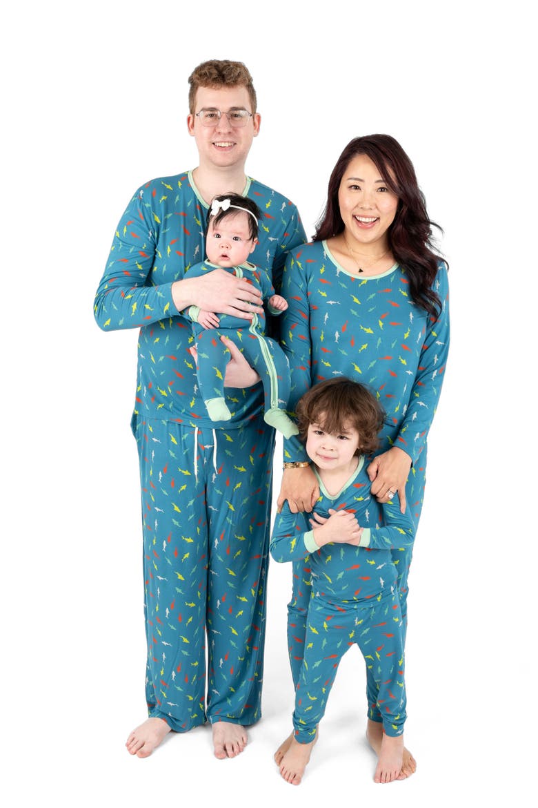 2-pc. Soft Stretch Viscose Matching Family Holiday Pajamas, Alternate, color, Fish Blue