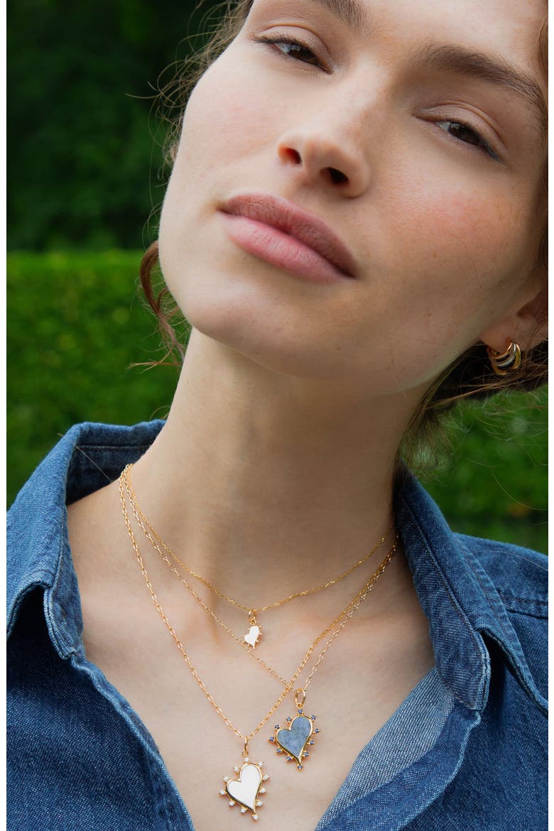 Heart 18k Gold Sodalite & Blue Sapphire Necklace, Alternate, color, 18K YELLOW GOLD