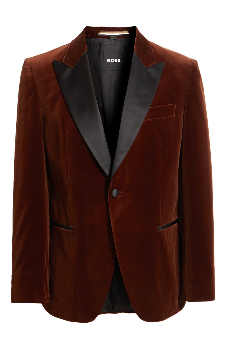 BOSS Hutson Cotton Velvet Dinner Jacket, Main, color, Dark Orange