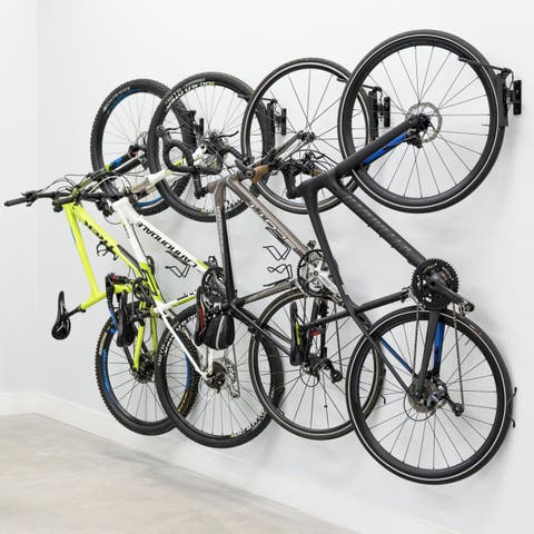 Swivel Mount Bike Storage Rack - 4 Bicycle  - Garage Wall Hook