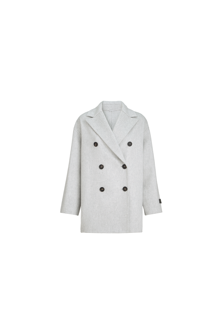 Cashmere double beaver cloth pea coat with precious patch, Alternate, color, Light Grey