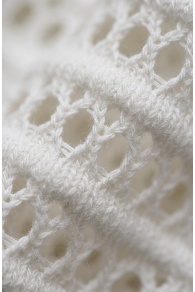 Sleeveless Eyelet Pattern Flared Hem Knit Dress, Alternate, color, White