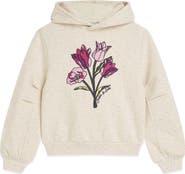 Scotch & Soda Kids' Floral Embroidered Pleated Sleeve Hoodie